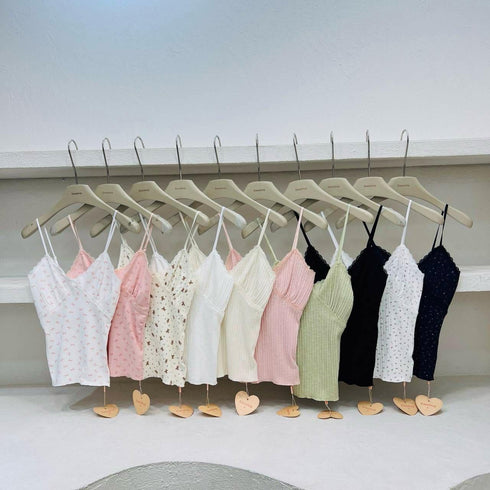 Spring Spiece Lacey Border Tank Tops